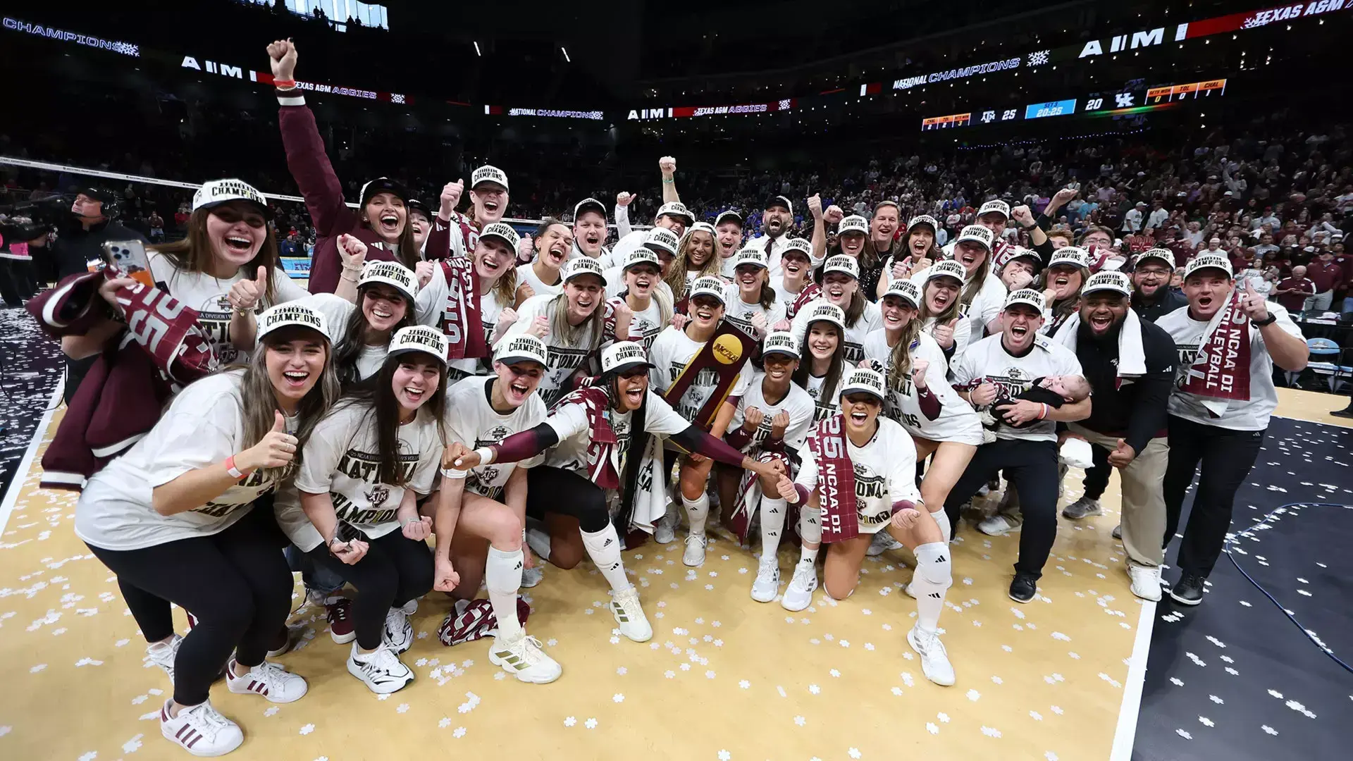 Texas A&M Volleyball team huddle